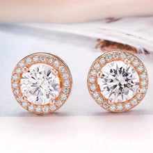 Load image into Gallery viewer, Sterling Silver Cubic Zirconia Classic Halo Stud Earrings