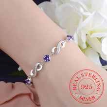 Load image into Gallery viewer, Sterling Silver Endless Love Infinity Chain Link Adjustable Women Bracelet Luxury Silver Infinity Endless Love Symbol Charm Adjustable Bracelet Valentines Day Gift For Wife Women Girls Mom