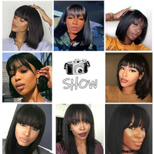 将图片加载到图库查看器,Straight Bob Wig Human Hair Wig With Bangs Short Bob Human Hair Wigs For Women Brazilian Straight Fringe Human Hair Wigs For Black Women Gifts for Girlfriends