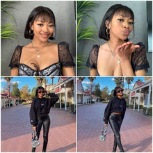 将图片加载到图库查看器,Straight Bob Wig Human Hair Wig With Bangs Short Bob Human Hair Wigs For Women Brazilian Straight Fringe Human Hair Wigs For Black Women Gifts for Girlfriends