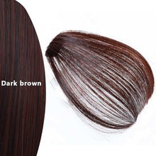 Load image into Gallery viewer, Straight Light Brown Dark Brown Blunt Air Bangs Front Hair Fringes bangs Clip in Neat Women Fringes Natural Flat Neat Bangs With Temples For Women One Piece Hairpiece