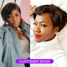 将图片加载到图库查看器,Straight Pixie Cut Wig Side Part Lace Front Human Hair Wigs Pre-plucked for Black Women Brazilian Bob Wig Transparent Lace Wigs Human Hair Wigs For Black Women Gifts for Girlfriends