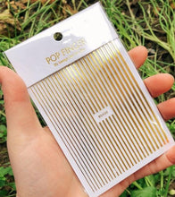 将图片加载到图库查看器,Stripe Line Nail Sticker Decal Thin Lining Line Art Self-Adhesive Peel Off Silver /Gold /White /Black Gold Stickers Accessories Strip Line Nail Decal Self-Adhesive 3D Wave Decal Decoration Metallic Curve Design Decoration for Women Girls
