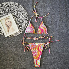 将图片加载到图库查看器,Striped Lace Ruffle Push Up Women Swimsuit Female Swimwear Bra Cup Bikini Set High Cut Bathing Suit Women Two Piece Swimsuits Push Up Bikini Sets Bathing Suits Ruffle Bikini Tops With Bottoms For Teen Girls