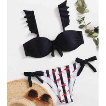 将图片加载到图库查看器,Striped Lace Ruffle Push Up Women Swimsuit Female Swimwear Bra Cup Bikini Set High Cut Bathing Suit Women Two Piece Swimsuits Push Up Bikini Sets Bathing Suits Ruffle Bikini Tops With Bottoms For Teen Girls