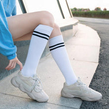 将图片加载到图库查看器,Striped Long Warm Thigh High Stockings Women's Casual Tube Thigh High Socks for School Over Knee High Socks for girls