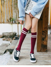 将图片加载到图库查看器,Striped Long Warm Thigh High Stockings Women's Casual Tube Thigh High Socks for School Over Knee High Socks for girls