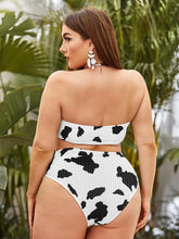 Load image into Gallery viewer, Striped Plus Size Women 2 Pieces Bikini Women's Plus Size Bathing Suits Two Piece High Cut Bikini Sets Waist Swimsuits Swimwear Large Size Swimsuit Off Shoulder High Waist Bathing Suit High Cut Swimwear