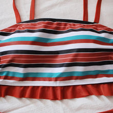 Load image into Gallery viewer, Striped Plus Size Women 2 Pieces Bikini Women's Plus Size Bathing Suits Two Piece High Cut Bikini Sets Waist Swimsuits Swimwear Large Size Swimsuit Off Shoulder High Waist Bathing Suit High Cut Swimwear