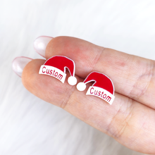 将图片加载到图库查看器,Custom Santa Hat Personalized Stud Earrings
