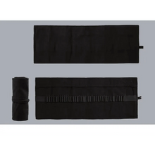 Load image into Gallery viewer, Students Roll Design Black Color Pencil Retro Canvas Wrap Up Pencil Case High Quality Stationary Pouch