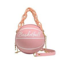 将图片加载到图库查看器,Stunning Ball Purses For Teenagers And Women Stylish Shoulder Bags, Crossbody Chain Hand Bags Personalit Leather Pink Basketball Bag For Females