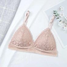 将图片加载到图库查看器,Stunning Hot Look Women's Lace Bra No Steel Ring Beauty Back comfor Wrapped Chest Comfortable Daisy Brassiere Stretch Triangle Cup Padded Underwear 1/2Pcs