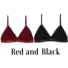 Load image into Gallery viewer, Stunning Women's French Style Lace Bra Girls Triangle Cup Lingerie With Deep V Wireless Underwear Soft Thin Seamless Bra