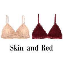 Load image into Gallery viewer, Stunning Women's French Style Lace Bra Girls Triangle Cup Lingerie With Deep V Wireless Underwear Soft Thin Seamless Bra