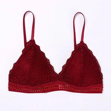 Load image into Gallery viewer, Stunning Women's French Style Lace Bra Girls Triangle Cup Lingerie With Deep V Wireless Underwear Soft Thin Seamless Bra