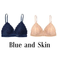 Load image into Gallery viewer, Stunning Women's French Style Lace Bra Girls Triangle Cup Lingerie With Deep V Wireless Underwear Soft Thin Seamless Bra