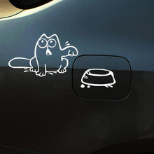 Load image into Gallery viewer, Styling The Feeding Cartoon Car Fuel Cap Stickers Funny Cat Lover Decal Vinyl Sticker Decals Accessories Cat Hungry Cat Feed Me! Vinyl Decal White Funny Cat Stickers For Cars