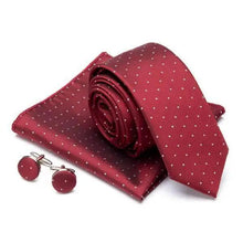 Load image into Gallery viewer, Stylish Silk Necktie With Pocket Square And Matching Cufflinks Set For Men Retro Formal Wear Necktie Set For Men