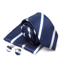 Load image into Gallery viewer, Stylish Silk Necktie With Pocket Square And Matching Cufflinks Set For Men Retro Formal Wear Necktie Set For Men