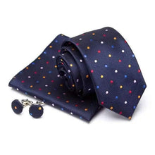 Load image into Gallery viewer, Stylish Silk Necktie With Pocket Square And Matching Cufflinks Set For Men Retro Formal Wear Necktie Set For Men