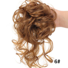 将图片加载到图库查看器,Stylish Synthetic Hair Bun Chignon Messy Curly Hair Band Elastic Scrunchy False Hair Pieces For Women Hairpins Black Brown Clip in Hair Extension For Volumized Hair Buns For Girls