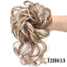将图片加载到图库查看器,Stylish Synthetic Hair Bun Chignon Messy Curly Hair Band Elastic Scrunchy False Hair Pieces For Women Hairpins Black Brown Clip in Hair Extension For Volumized Hair Buns For Girls