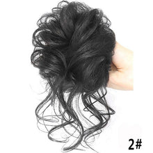将图片加载到图库查看器,Stylish Synthetic Hair Bun Chignon Messy Curly Hair Band Elastic Scrunchy False Hair Pieces For Women Hairpins Black Brown Clip in Hair Extension For Volumized Hair Buns For Girls