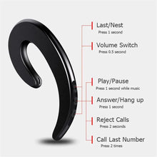 Load image into Gallery viewer, Stylish Unique Design Bone Conduction Earphone Wireless Bluetooth 4.2 Sports Stereo Headset For Laptop Ear Hook Ear Buds Lightweight Waterproof Earpiece For Business