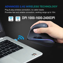 Load image into Gallery viewer, Stylish Vertical Wireless Mouse Game Rechargeable Ergonomic Mouse Modern Design RGB Optical USB Mice For Windows Mac 2400 DPI 2.4G Mice