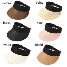 将图片加载到图库查看器,Summer Adjustable Empty Top Hat Portable Foldable Women's Beach Hat Wide Brim Women Sun Hat Fashion Casual Comfortable Cap Visors For Outdoor Activities