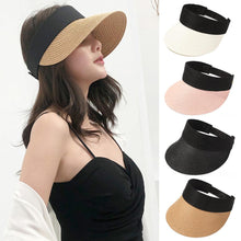 将图片加载到图库查看器,Summer Adjustable Empty Top Hat Portable Foldable Women's Beach Hat Wide Brim Women Sun Hat Fashion Casual Comfortable Cap Visors For Outdoor Activities