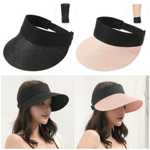 将图片加载到图库查看器,Summer Adjustable Empty Top Hat Portable Foldable Women's Beach Hat Wide Brim Women Sun Hat Fashion Casual Comfortable Cap Visors For Outdoor Activities