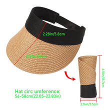 将图片加载到图库查看器,Summer Adjustable Empty Top Hat Portable Foldable Women's Beach Hat Wide Brim Women Sun Hat Fashion Casual Comfortable Cap Visors For Outdoor Activities