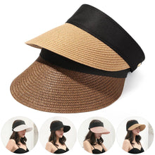 将图片加载到图库查看器,Summer Adjustable Empty Top Hat Portable Foldable Women's Beach Hat Wide Brim Women Sun Hat Fashion Casual Comfortable Cap Visors For Outdoor Activities