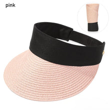 将图片加载到图库查看器,Summer Adjustable Empty Top Hat Portable Foldable Women's Beach Hat Wide Brim Women Sun Hat Fashion Casual Comfortable Cap Visors For Outdoor Activities