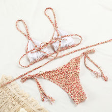 Load image into Gallery viewer, Summer Bikini Luxury Swimwear Women Folds Bikini Set Women's Bikini Set Two Piece Ribbed Front Back Self-tie Triangle Bikini Charming Bottom Bathing Suit Women Swimsuit Lace Up Bikinis For Beach