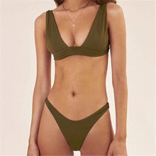 将图片加载到图库查看器,Summer Bikini Stylish Swimwear Women Halter Push Up Bikini Women's Neck Triangle Bikini Set Leopard Print Two Piece Swimsuits Set Swimsuit Female Lemon Print Bandage Bathing Suit
