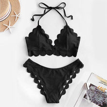 将图片加载到图库查看器,Summer Blue Bikini Women Swimwear Female Swimsuit Women’s Floral Print Lace-up Strapless Padded Comfortable Swimwear Bathing Suit Two-pieces Bikini Set Knotted Bathing Swim Suit