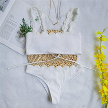 将图片加载到图库查看器,Summer Blue Bikini Women Swimwear Female Swimsuit Women’s Floral Print Lace-up Strapless Padded Comfortable Swimwear Bathing Suit Two-pieces Bikini Set Knotted Bathing Swim Suit