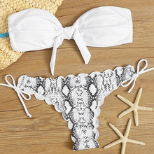 将图片加载到图库查看器,Summer Blue Bikini Women Swimwear Female Swimsuit Women’s Floral Print Lace-up Strapless Padded Comfortable Swimwear Bathing Suit Two-pieces Bikini Set Knotted Bathing Swim Suit