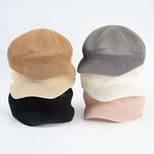 Load image into Gallery viewer, Summer Fashion Cap Straw Women Cap Adjustable Beret Mesh Breathable Berets Women Autumn Winter Hat Retro Pure Color Beanie Outdoor Beige Hat 56-58cm
