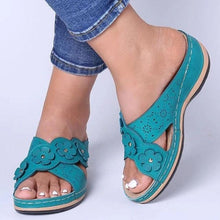 将图片加载到图库查看器,Summer Flat Sandal For Women Multicolor Handmade Retro Flowers Flip-Flops Women Slippers Cute Flat Summer Flats Sandals Women Strappy Flat Open Toe Sandals