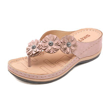 将图片加载到图库查看器,Summer Flat Sandal For Women Multicolor Handmade Retro Flowers Flip-Flops Women Slippers Cute Flat Summer Flats Sandals Women Strappy Flat Open Toe Sandals