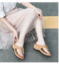 将图片加载到图库查看器,Summer Flat Sandal For Women Multicolor Handmade Retro Flowers Flip-Flops Women Slippers Cute Flat Summer Flats Sandals Women Strappy Flat Open Toe Sandals