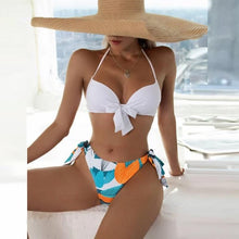 将图片加载到图库查看器,Summer Floral Print Bikini Swimsuit Women 3 Piece High-Waist Bikini Set Swimwear Female Push-Up Bathing Suit Tropical High Waist Wrap Swimsuit With Beach Cover Ups Soft And Breathable Summer Bikini