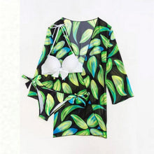 将图片加载到图库查看器,Summer Floral Print Bikini Swimsuit Women 3 Piece High-Waist Bikini Set Swimwear Female Push-Up Bathing Suit Tropical High Waist Wrap Swimsuit With Beach Cover Ups Soft And Breathable Summer Bikini