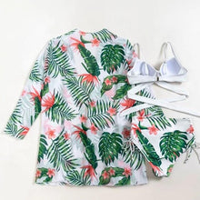 将图片加载到图库查看器,Summer Floral Print Bikini Swimsuit Women 3 Piece High-Waist Bikini Set Swimwear Female Push-Up Bathing Suit Tropical High Waist Wrap Swimsuit With Beach Cover Ups Soft And Breathable Summer Bikini