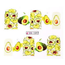 Load image into Gallery viewer, Summer Fruit Water Decals Kiwi Banana Strawberry Flower Alphabet Leaves Nail Art Stickers Wraps Slider Decorations 3D Fruit Nail Art Slices, Summer Fruit Slime Nail Supplies Nail Art Decorations Fruit Flakes Nail Accessories