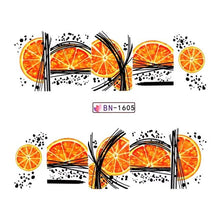 Load image into Gallery viewer, Summer Fruit Water Decals Kiwi Banana Strawberry Flower Alphabet Leaves Nail Art Stickers Wraps Slider Decorations 3D Fruit Nail Art Slices, Summer Fruit Slime Nail Supplies Nail Art Decorations Fruit Flakes Nail Accessories